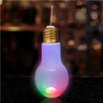 16 oz LED Light Bulb Cup with Straw - Color Changing & Reusable