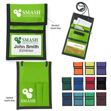 Nylon Neck Wallet Badge Holder - Zippered & Breakaway