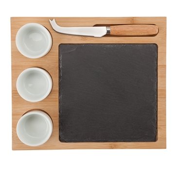 Masia 6-Piece Cheese Set - Porcelain & Slate
