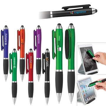 Curvaceous Stylus Twist Pen With Screen Cleaner - Metallic & Comfort Grip