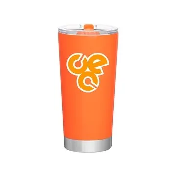 Image of 24 Promotional 20 oz Frost Stainless Steel Tumbler - Neon Orange - ...