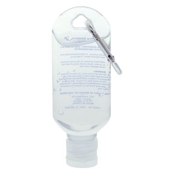 2 oz. Hand Sanitizer Gel w/ Carabiner - Clear - 62% Alcohol