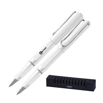 Image of 50 Custom Lamy Safari White Plastic Cap-off Rollerball Pen w/ ...