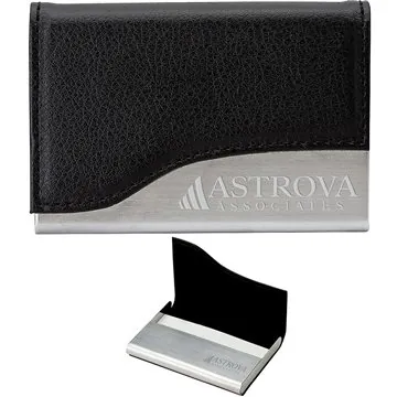 Image of 50 Promotional Terni Business Card Case - Steel & Leatherette