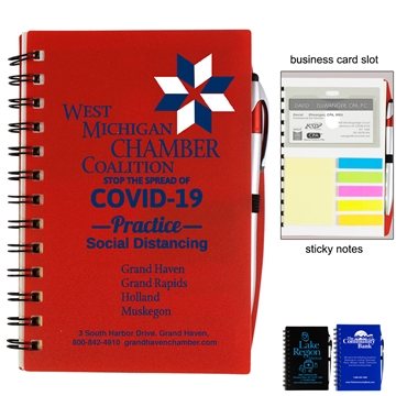 Allegheny Stylish Spiral Sticky Notes, Flags and Pen Notebook - Multi-Function