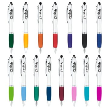 Curvaceous Ballpoint Stylus - Metallic & Rubberized