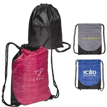 Image of 100 Promotional Rio Grande Drawstring Sling Bag - Zippered Pocket