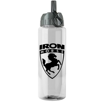 The Guzzler - 32 oz Transparent Bottle with Ring Straw lid - BPA Free