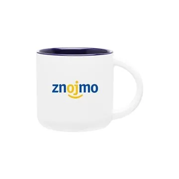 Image of 48 Custom 14 oz Minolo Mug - Matte White - Cobalt Blue - Microwave ...