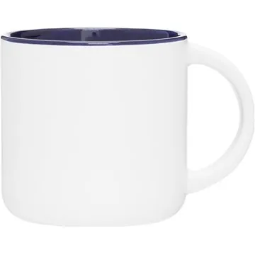 14 oz Minolo Mug - Matte White - Cobalt Blue - Microwave Safe