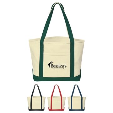 Medium Starboard 24 oz. Cotton Canvas Tote Bag - Front Pocket & 30 Handles