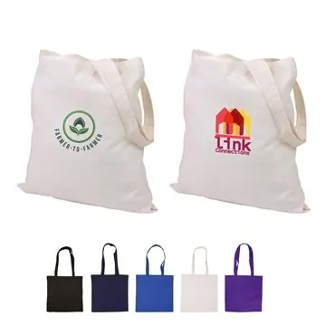 Image of 100 Promotional Basic Cotton Tote Bag - 4oz Canvas & Reinforced