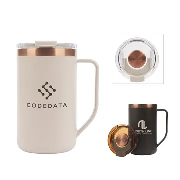 Perka® Guji 15 oz Recycled Steel and Coffee Grounds Mug - Sustainable & Spill-resistant