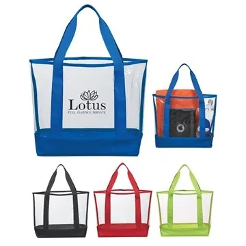 Image of 25 Custom Clear Casual Tote Bag - PVC & Polyester