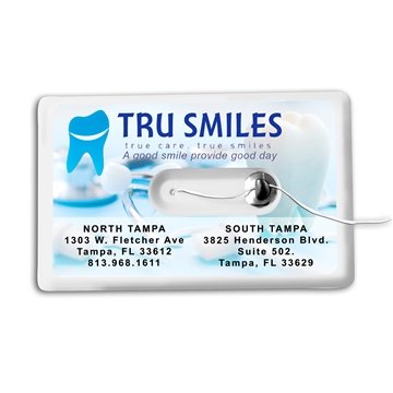 HAPPY CHECKUP 44 Yards Credit Card Size Dental Floss Dispenser - Mint Flavored & Compact Mirror