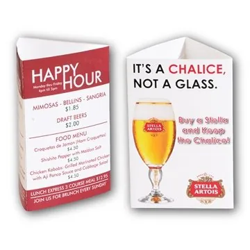 Image of 250 Promotional Small 3-Sided 11 pt. Glossy Table Tent