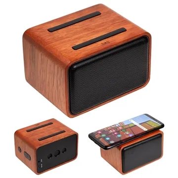 Image of 15 Custom Mahogany Wireless Speaker with Wireless Charger - 6hr ...
