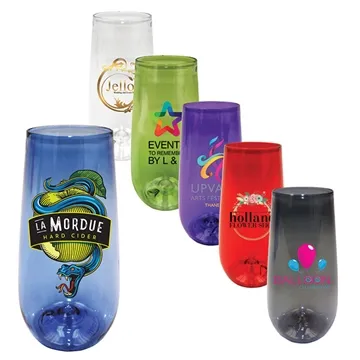 Image of 100 Custom 10 oz Plastic Stemless Champagne Flute - Shatterproof & ...