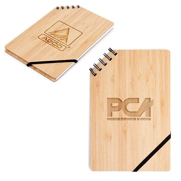 Image of 150 Custom A5 Corner Spiral Bound Journal Book with Bamboo Cover - ...