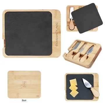 50 Custom Slate & Bamboo Cheese Server Set