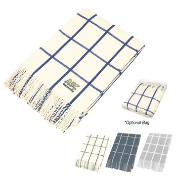 Image of 25 Promotional Charleston Fringed Throw Blanket - 100% Acrylic