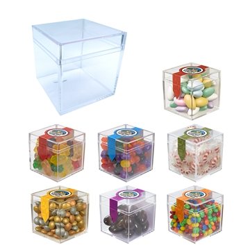Cube Shaped Acrylic Container With Candy