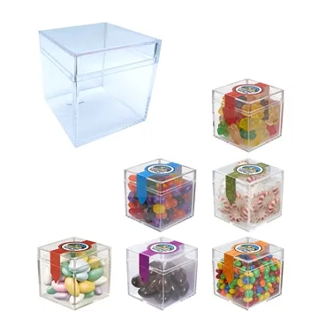 Image of 50 Customized Cube Shaped Acrylic Container With Candy