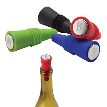Image of 75 Promotional Bonito Silicone Wine Stopper - Stainless Steel