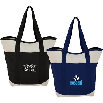 Image of 25 Customized Myrtle Natural Canvas Tote - Multiple Pockets