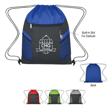 Ripstop Drawstring Bag - Multi-Pocket