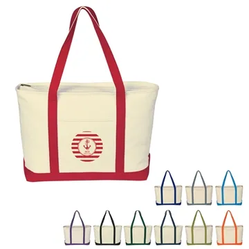 Image of 13 Custom Large Starboard 24 oz. Cotton Canvas Tote Bag - Zippered