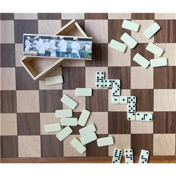Image of 150 Promotional Large Dominos in Box - Wooden Case
