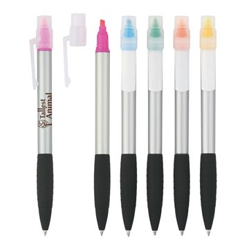Neptune Pen With Highlighter - Twist Action & Rubber Grip