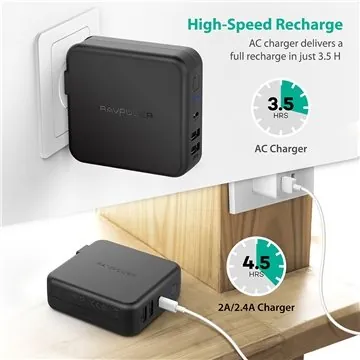 Image of 10 Custom RAVPower 6700mAh Power Bank with Dual USB Wall Charger - ...