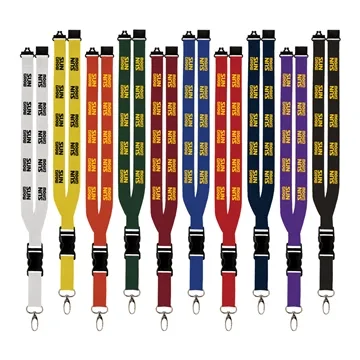 Maverick 1 Polyester Lanyard w/ Slide Buckle Release, Silver Metal Oval & Convenience Release