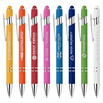 Ellipse Softy Brights Gel Pen w/Stylus - Aluminum & Rubber Grip