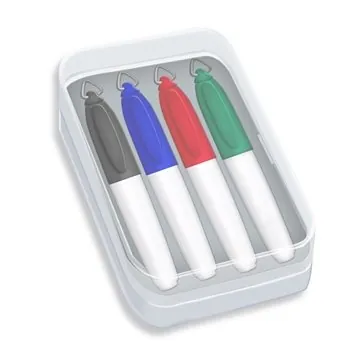 Image of 75 Custom Mini Dry Erase Markers in Clear Plastic Box with Full ...