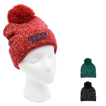 Image of 48 Custom Speckled Pom Beanie With Cuff - Acrylic