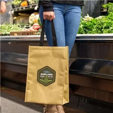 Image of 100 Customized Kraft Insulated Hook & Loop Grocery Tote Bag - ...