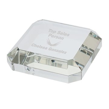 Image of 5 Custom Taranto Square Crystal Paperweight - Optical Crystal