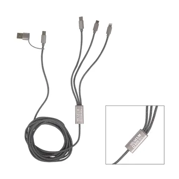 Virgo 9' RPET 5-in-1 Charging Cable - Aluminum Connectors