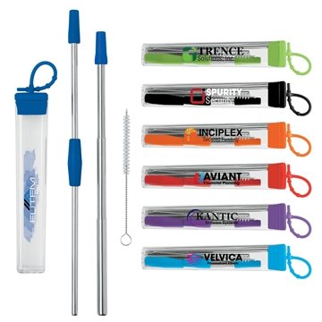 Cosmopolitan 7-Piece, 2-Straw Stainless Steel Set - BPA Free