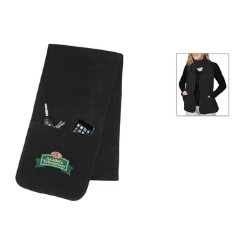 Image of 48 Promotional Fleece Scarf With Pockets - 100% Polyester