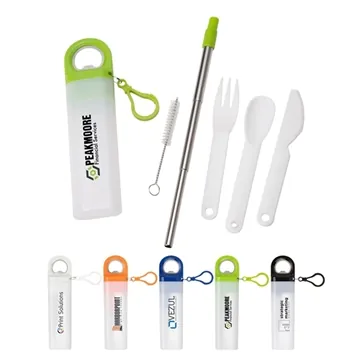 Image of 75 Customized Griffith 3-in-1 Metal Straw, Cutlery Set & Bottle ...