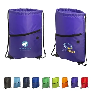 Image of 100 Custom Incline Drawstring Backpack With Zipper - 210D ...
