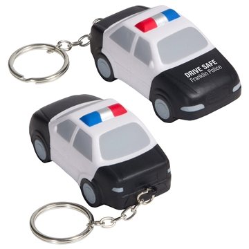 Police Car Key Chain Black/White - Stress Reliever - Polyurethane