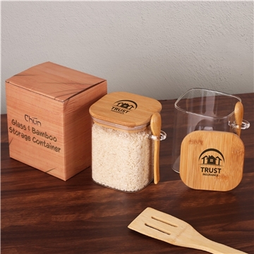 Chun Glass & Bamboo Storage Container - Borosilicate & Non-Toxic