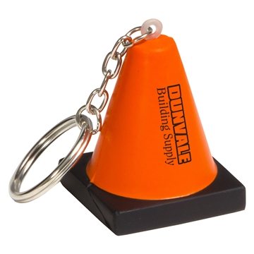Construction Cone Key Chain Orange - Stress Reliever - Polyurethane