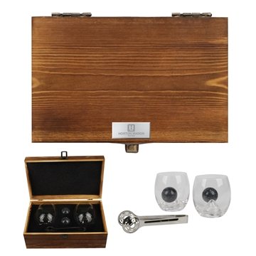 Nicolas 5-Piece Rolling Whiskey Glasses Set - Non-Diluting & Ice Stones