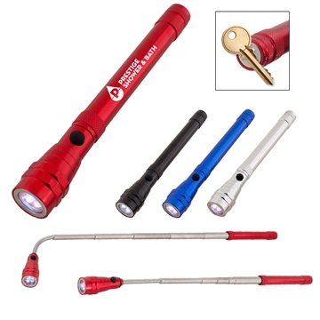 Telescopic Aluminum Flashlight With Magnet - LED & Flexible Head